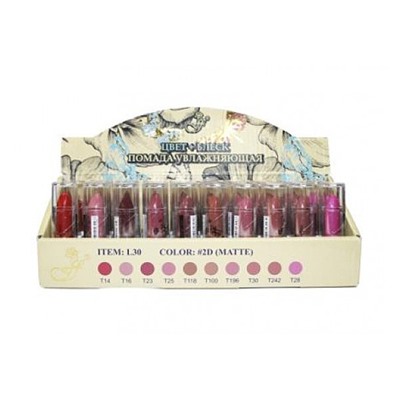 FFLEUR Помада губная L-30 № 2D(цена за 1шт) (Matte) увлаж, (№14,23, 25,118,100,148,196,30, 242,257)*