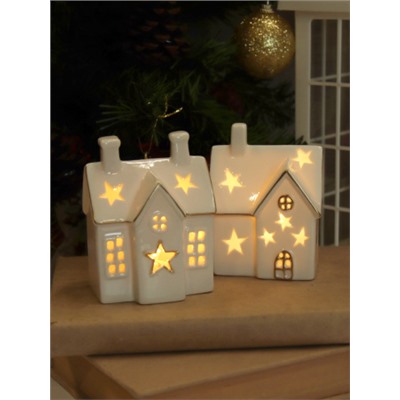 Фигурка Домик с подсветкой новогодний 9 см / 7102 /уп 2/96/LED