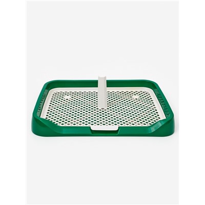 Туалет для собак, 46.5×36×5.5 см, со съёмной решеткой и столбиком, зелёный