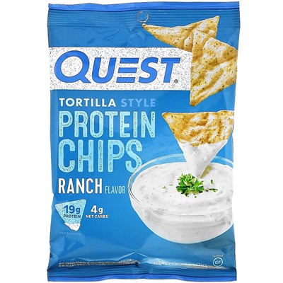 Quest Nutrition, Tortilla Style Protein Chips, Ranch, 1.1 oz (32 g )