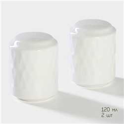 Набор для специй BellaTenero «Герда», 3 предмета: солонка 120 мл, перечница 120 мл, салфетница, на бамбуковой подставке, керамика, белый