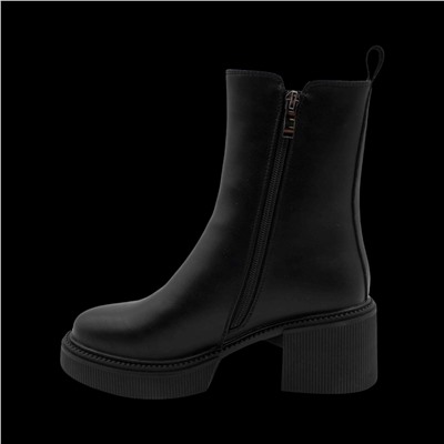 Ботинки из натуральной кожи на меху РМ-090-1 черные