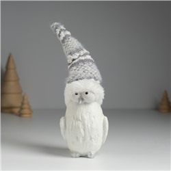 Фигурка полистоун «Птица пучеглазая в серой шапке», 6.5×8×23 см