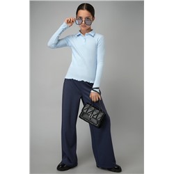 Блузка-поло в рубчик для девочки Happyfox