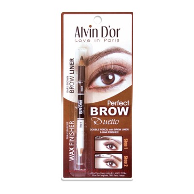 Alvin D`or Карандаш+Воск Дуэт для бровей двойной тон 02 Dark Brown P1-4
