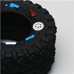 Игрушка для собак «Покрышка» для собак, 8 см, пищащая, винил, чёрная