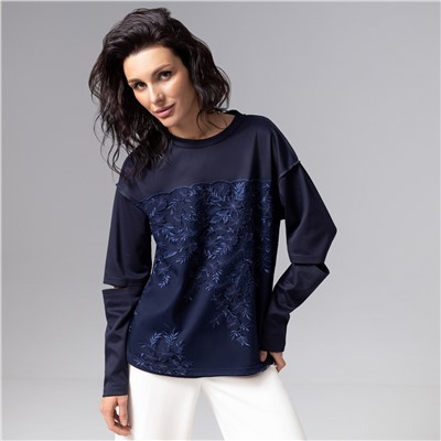 Лонгслив с разрезами на рукавах, Образ решает (синий)