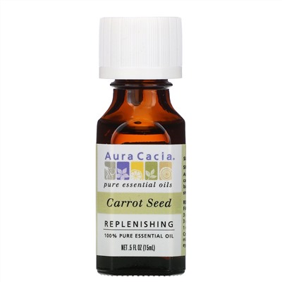Aura Cacia, 100% чистое эфирное масло, семена моркови, 15 мл (0,5 жидк. унции)