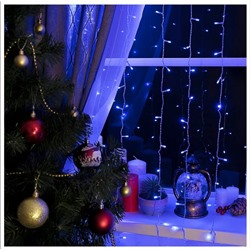Гирлянда занавес синий,  3х3м, 220В, 480led, 8режимов