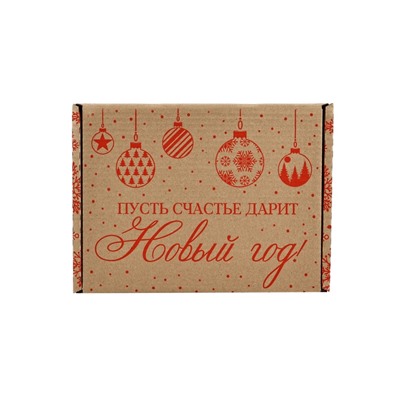 Коробка новогодняя складная «Новогодние шары», бурый, 27×21×9 см