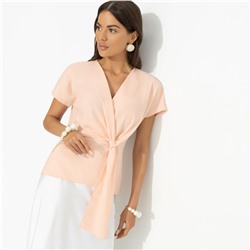 Блуза с декоративной драпировкой, Откройся желаниям (оранжевая)