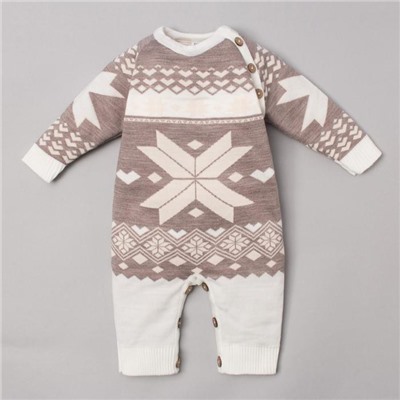 Комбинезон детский вязаный «Крошка Я. Снежинка», рост 86-92 см