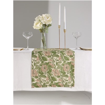 Дорожка на стол Этель Spring garden 40×149 см, 100% хлопок, саржа 190 г/м², зелёная/розовая