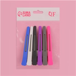 Зажимы для волос, с силиконовой лентой, набор - 6 шт., 11(±1) см, МИКС