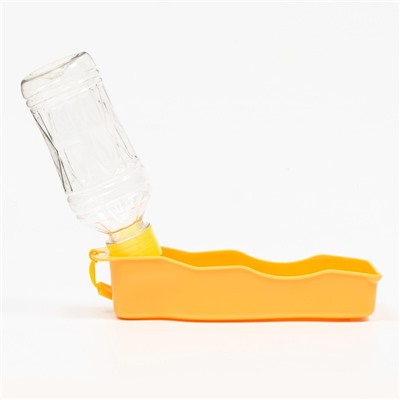 Автопоилка прогулочная с фигурной бутылочкой, 250 мл, пластик, жёлтая