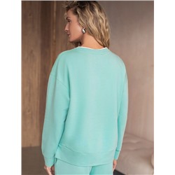 Свободный свитшот с принтом и разрезами из эластичного футера двухнитки без начеса