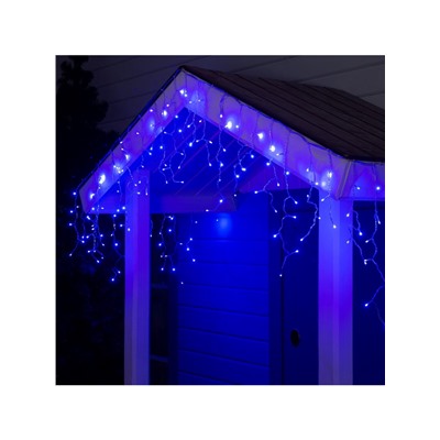 Гирлянда «Бахрома» 3×0.6 м, IP44, УМС, прозрачная нить, 160 SMD-LED, свечение синее, 220 В