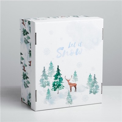 Коробка подарочная новогодняя складная «Лесная сказка», 31×25.5×16 см, Новый год