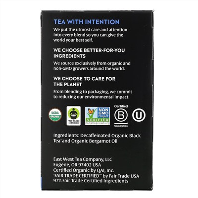 Choice Organic Teas, Black Tea, Organic Decaffeinated Earl Grey, Decaf, 16 Tea Bags, 1.12 oz (32 g)