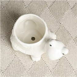 Декоративный горшок для цветов «Черепашка», керамический, 170 мл, 14×8.5×9 см, белый, Greengo