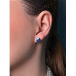 Серьги-пусеты из серебра с кристаллами премиум австрия светло-голубой родированные 925 пробы 0018с-211