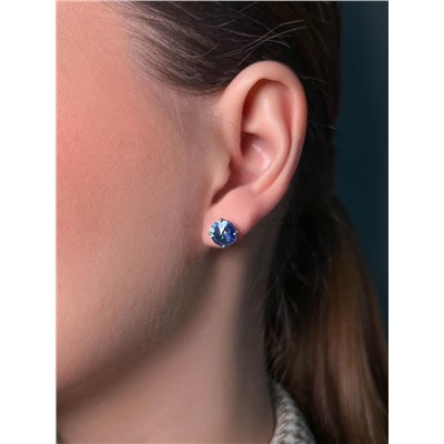 Серьги-пусеты из серебра с кристаллами премиум австрия светло-голубой родированные 925 пробы 0018с-211