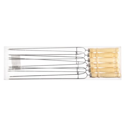 Шампур-спица для овощей, набор - 6 шт., 37 см, с деревянной ручкой