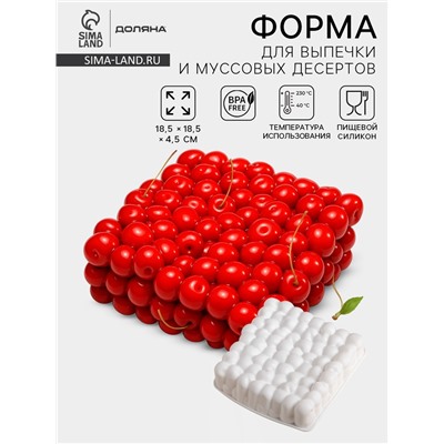 Форма для муссовых десертов и выпечки Доляна «Вишня», силикон, 18.5×4.5 см, белая