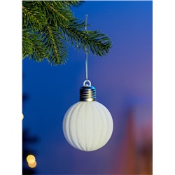 Елочный шар «Бархатный зефир» 8 см, 1 LED, от батареек LR44×3, свечение тёплое белое
