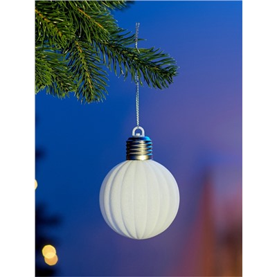 Елочный шар «Бархатный зефир» 8 см, 1 LED, от батареек LR44×3, свечение тёплое белое