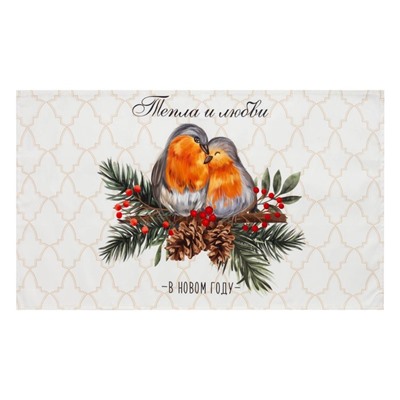 Полотенце Этель Winter robin 40×73 см, 100% хлопок, саржа 190 г/м²