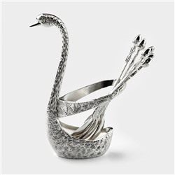 Набор ложек Magistro «серебристый лебедь», 7.5×5×14 см, 7 предметов, на подставке, металл, серебристый