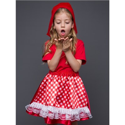 Карнавальный костюм «Красная шапочка», юбка с фартуком, шапочка, размер 116-60