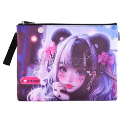 Папка для тетрадей "I Love Anime" A4 (34,5x25,5x1,5 см) на молнии сверху, с ручкой, матовая антивандальная искусственная кожа, с подкладом
