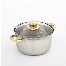Кастрюля Доляна «Роскошь», 2.2 л, d=19 см, с крышкой, капсульное дно, нержавеющая сталь