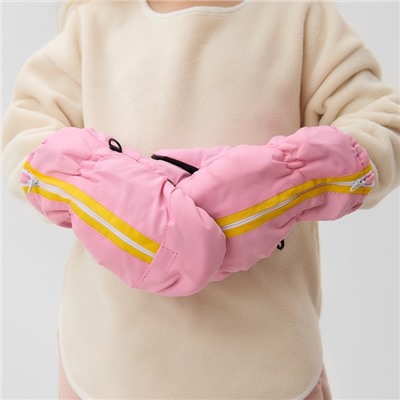 Варежки зимние для девочки MINAKU, светло-розовые, размер 16-17