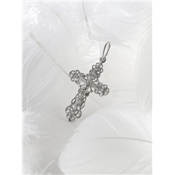 Крест правосланый из серебра с фианитами родированный - Спаси и сохрани, 4 см 925 пробы К3-251р 200