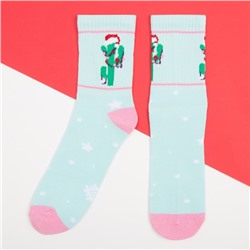 Носки женские новогодние «Кактусы» размер 36-40 (23-25 см), набор 2 пары