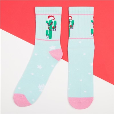 Носки женские новогодние «Кактусы» размер 36-40 (23-25 см), набор 2 пары