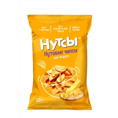 Чипсы нутовые Сыр Чеддер "Нутсы" безглютеновые 50г ЭКОПРОДУКТЫ, 1185157