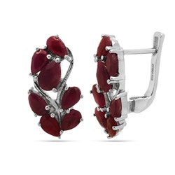 Серьги из серебра рубин корунд, Брюнетка