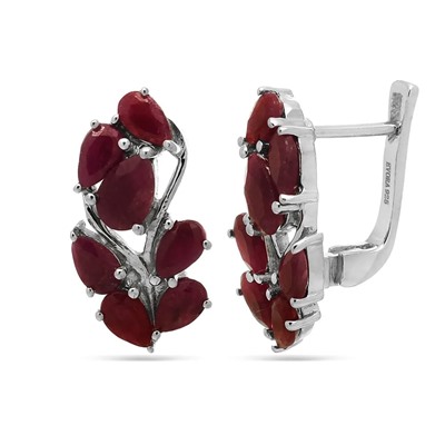 Серьги из серебра рубин корунд, Брюнетка