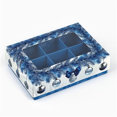 Коробка складная под 6 конфет новогодняя «Морозная роскошь», 13.5×9.5×3.5 см