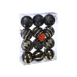 Ёлочные шары новогодние «Савьер», набор 12 шт., d=8 см, чёрно-золотой