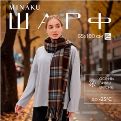 Шарф зимний с кистями MINAKU 65*180 + 8 см клетка