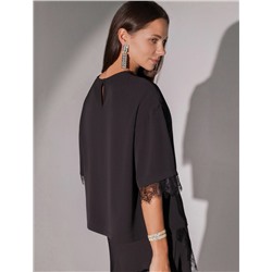 Блузка свободная из креп-шифона с кружевом