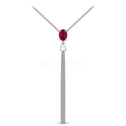 Серьги из серебра с нат.рубином родированные 925 пробы С-2301-5рк1115