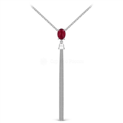Серьги из серебра с нат.рубином родированные 925 пробы С-2301-5рк1115