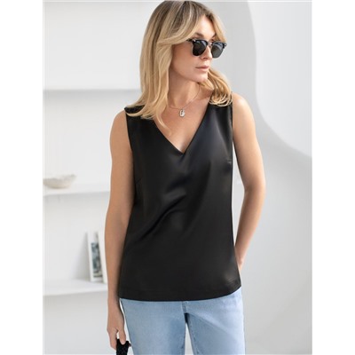 Элегантный топ с V вырезом из струящегося сатина