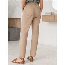 Джинсы мом-фит из эластичного денима